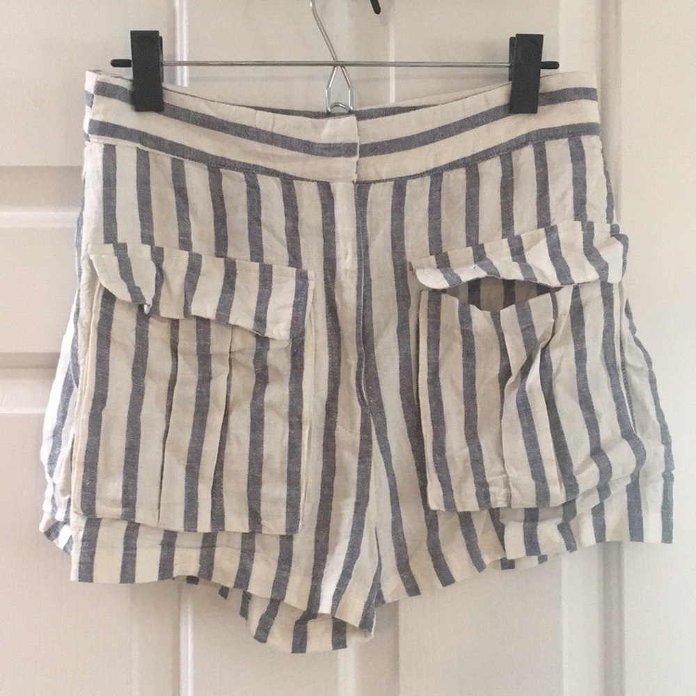 Forever 21 blue & white striped linen shorts NWT